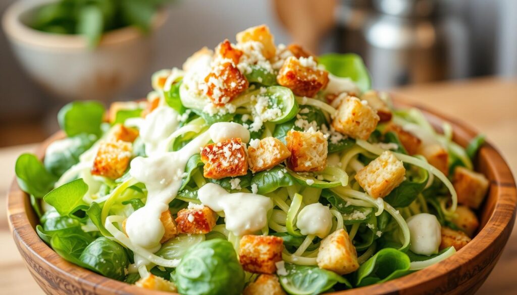 Shaved Brussels Sprouts Caesar Salad