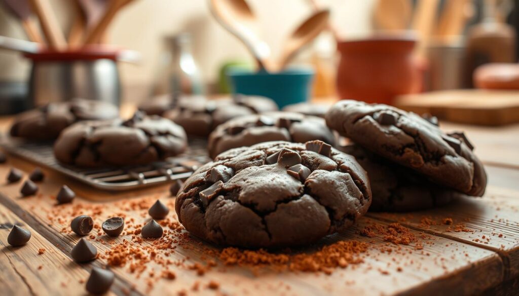 Triple Chocolate Cookies Baking