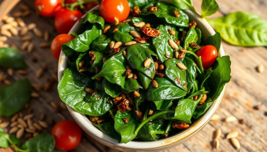 glazed spinach bowl