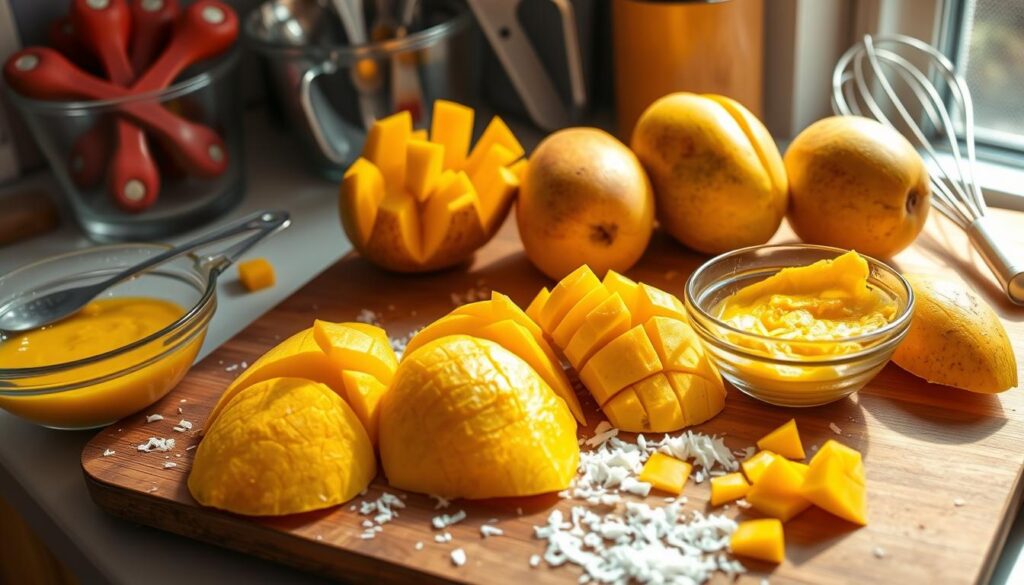 mango dessert preparation