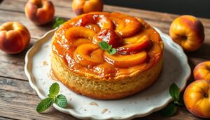 vegan peach upside down cake