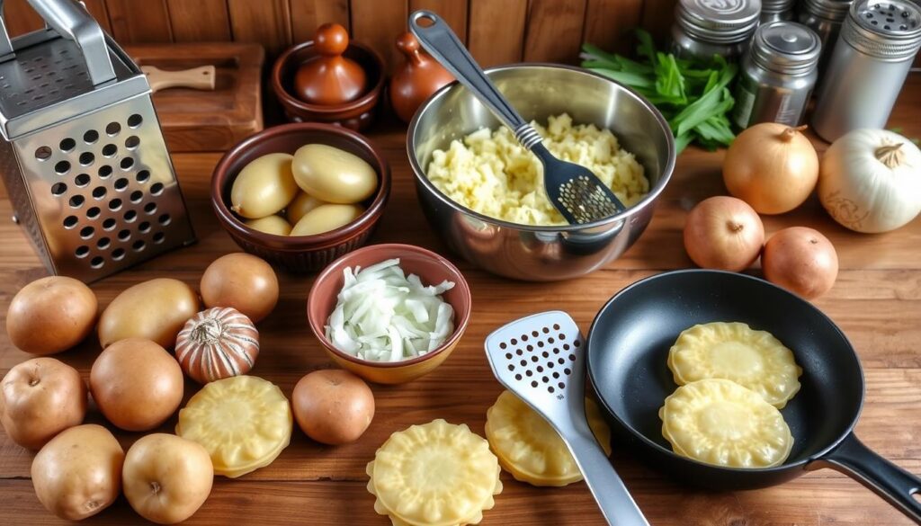 Kitchen tools for making potato latkes Kitchen tools for making potato latkes