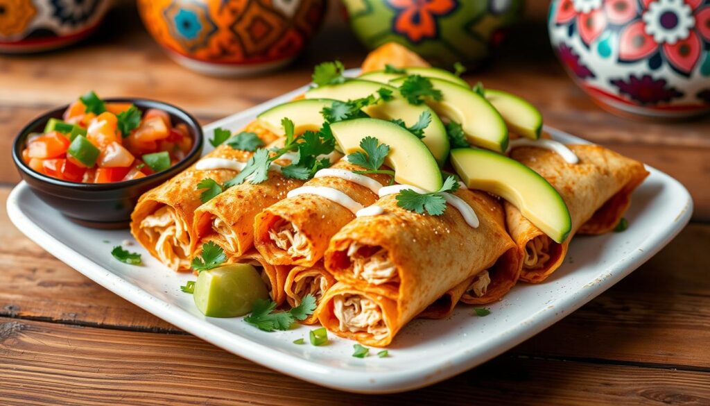 Mexican Flautas Traditional Dish