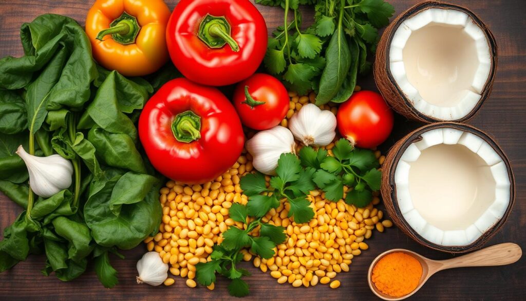 coconut lentil curry ingredients