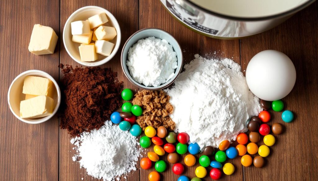 essential ingredients for brownie M&Ms