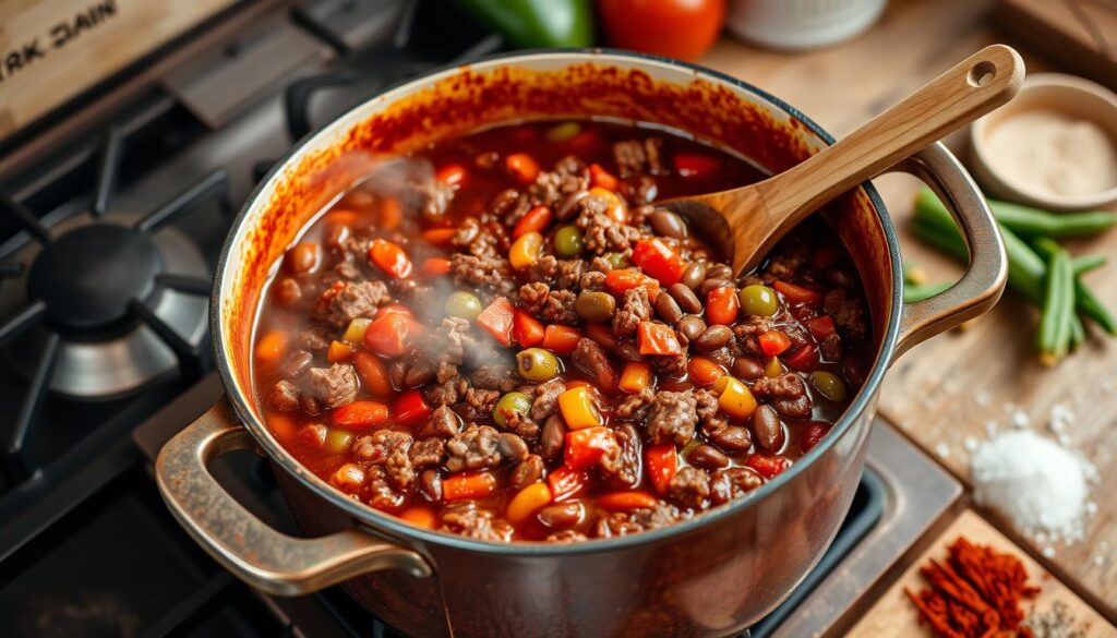 ground beef chili cooking method