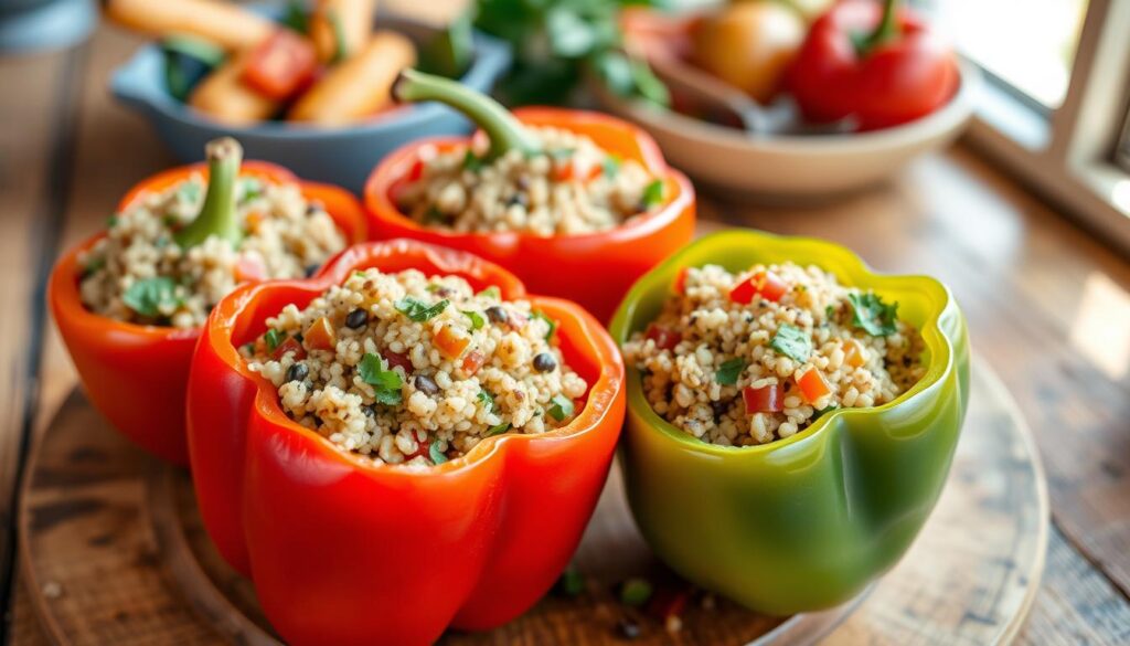 quinoa stuffed peppers with vegetables quinoa stuffed peppers with vegetables