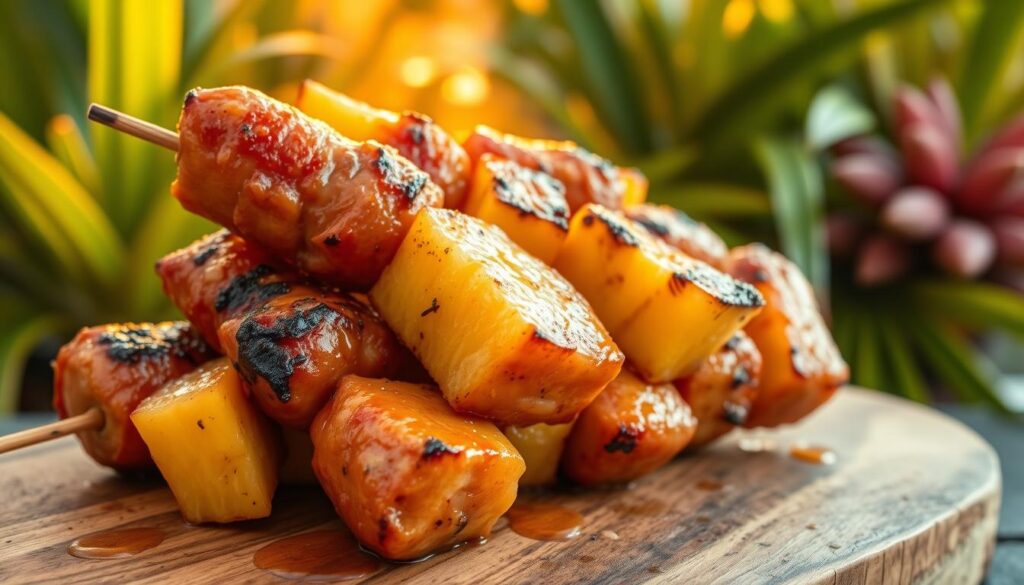 Chicken Sausage and Pineapple Skewers