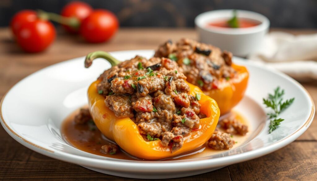 Middle Eastern Lamb Stuffed Peppers