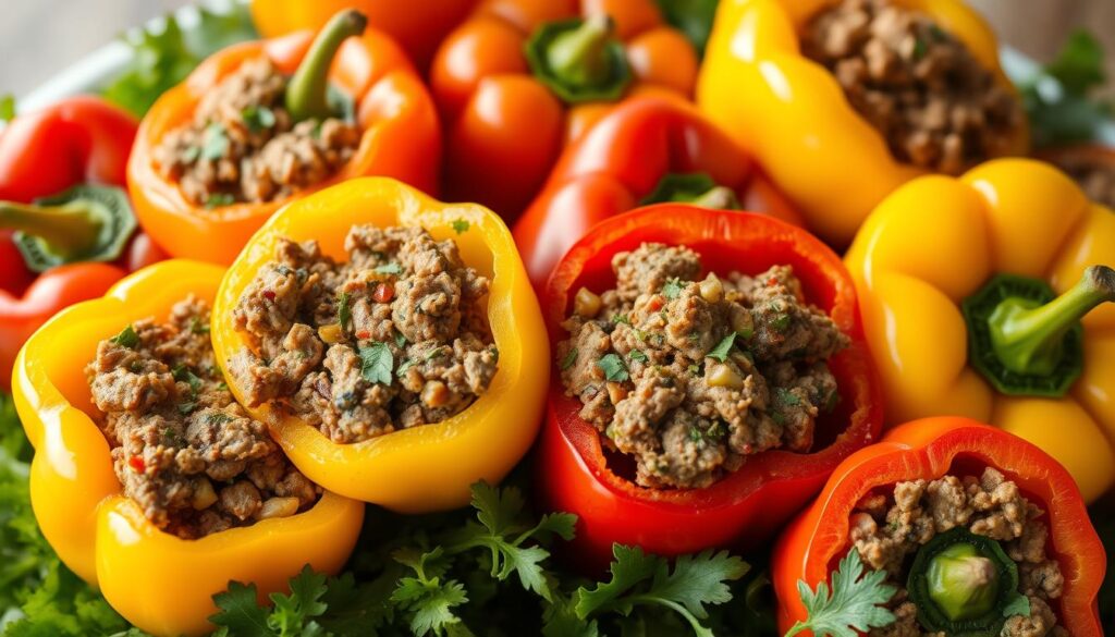 Middle Eastern Lamb Stuffed Peppers