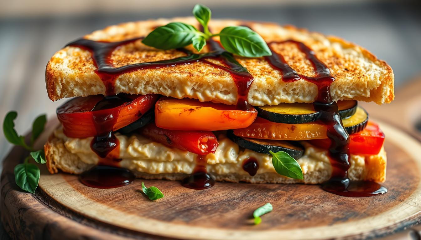 Hummus & Roasted Veggie Panini