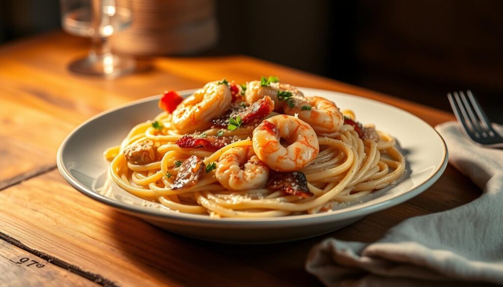 chicken and shrimp carbonara