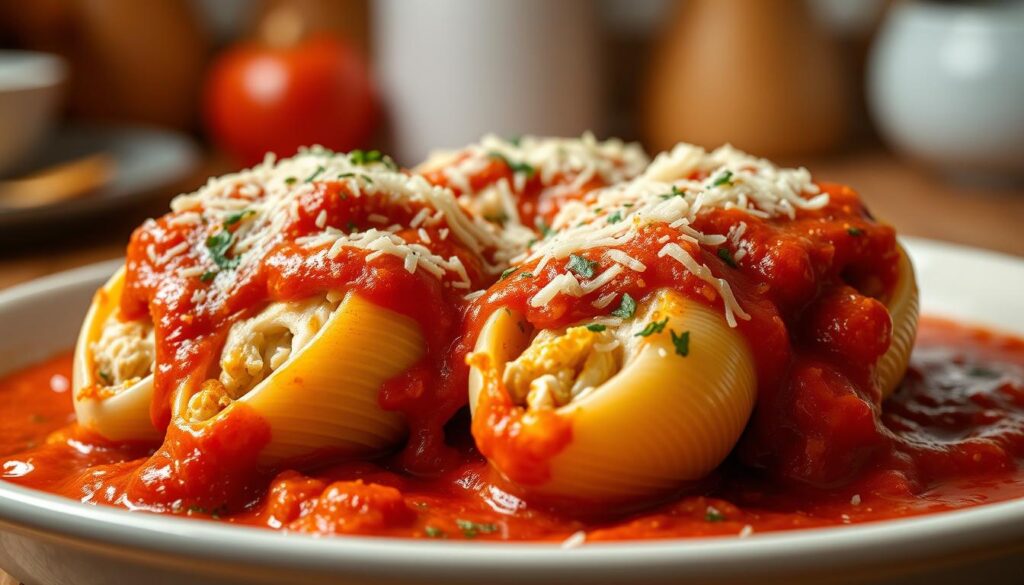 delicious stuffed shells with chicken