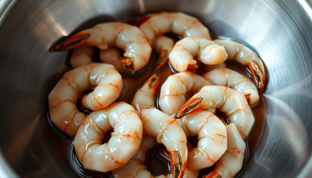 marinating shrimp mein